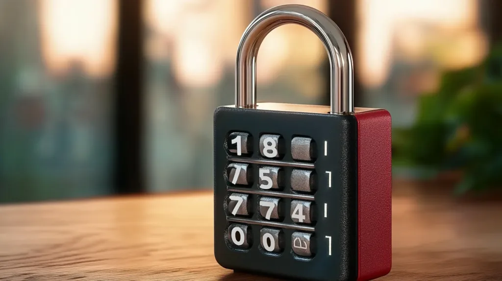 Cadenas à code posé sur une table